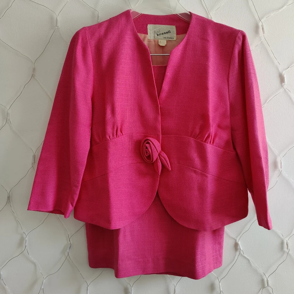 °Vintage Tweed Suit | Skirt & Jacket / Hot Pink / Tag Size 9…